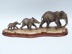 Border Fine Arts limited edition 576/950 figural elephant group 'Follow the Leader' modelled by R T