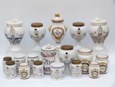 A large collection of named apothecary jars, boxed pharmaceutical ephemera and advertising ware,