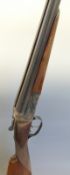 AYA No3 12 bore side by side shotgun with named and engraved lock, chequered grip and forend,