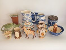A collection of 20thC ceramics including Mintons chinoiserie vase,