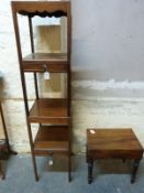 Two Georgian mahogany bedside tables each with a single drawer together with a 19thC bidet