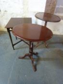 Three occasional tables including a tray top example