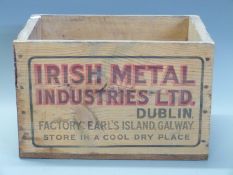 Irish Metal Industries Ltd Dublin wooden shotgun cartridge or ammunition box.