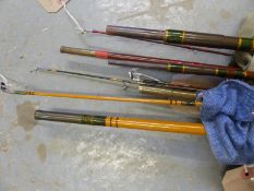 Vintage fly fishing rods including two Eignside Hereford salmon spinning and fly rods,