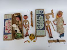 Five Pelham Puppets including Mr Turnip etc, two in original boxes.