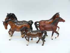 Five Beswick horses,