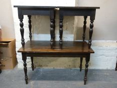 Two square tables and a similar rectangular table,