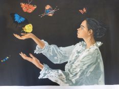 Pierre-Laurent Brenot 'La Fille Aux Papillions' limited edition 46 / 150, signed in pencil,
