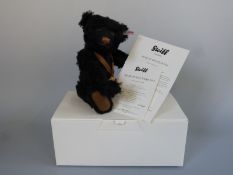 Steiff Teddy Bear of the Year 2014 with black brown mohair, gold plated pendant,