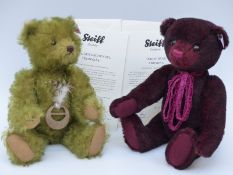 Steiff Teddy Bear Jules the Jungle Teddy Bear with moss green mohair, 34cm,