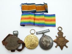 WWI medal trio comprising 14-15 Star, War and Victory medals awarded to 20410 Pte W Ellis,