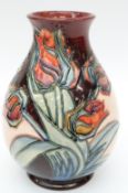 Moorcroft vase in Red Tulip pattern,