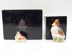 Two Royal Crown Derby paperweights Guild Exclusive Teal and 2006 Duckling