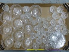 A quantity of cut glass Stuart Crystal including dessert plates, port glasses, sherry glasses,