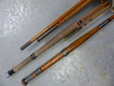Split cane and cane fishing rods including Chapman 'The Chess' 9' 6