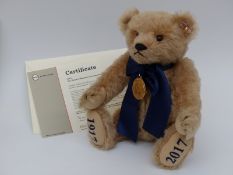 Steiff Teddy Bear House of Windsor Centenary with light beige mohair, 32cm,