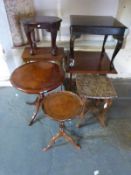 Eight various occasional tables including a floral carved top example