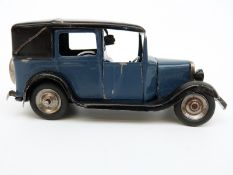 Tri-ang Minic clockwork tinplate Taxi with blue and black body and original key