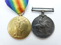 WWI Victory medal named to 311620 Gunner O Hart Royal Artillery together with a War medal named to
