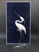 Preciosa glass model of a little egret filled with glass beads,
