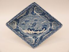 A 19thC pearlware diamond shaped dish
