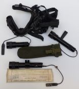 A British Army infrared head sight holder with three range finders together with an emergency