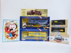 Seven Corgi diecast model cars, lorries and buses including The Brewery Collection,