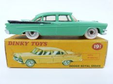 Dinky Toys diecast model Dodge Royal Sedan with pale green body, black flash,
