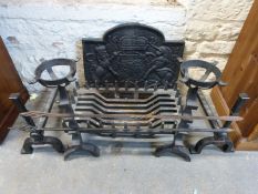 A quantity of fire dogs, tools,