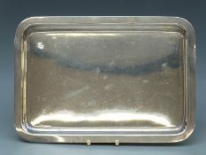 George V Art Deco hallmarked silver dressing table tray, Sheffield 1932, maker James Dixon & Son,