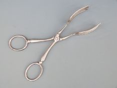 Dutch white metal asparagus servers with Dutch silver marks for Schoonhoven 1911, length 15.