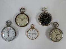 Four pocket watches comprising a keyless nickel plated example with Turkish numerals and Arabic