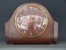 Smiths Enfield c1930s mantel clock with 170mm utility Roman dial and filigree brass hands,