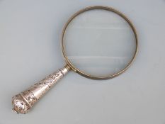 Victorian hallmarked silver handled magnifying glass, London 1900, maker's mark rubbed,