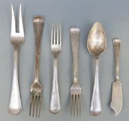 Five pieces of Dutch white metal cutlery, various marks,