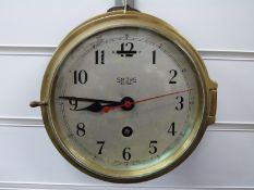 Smiths Astral ship's brass 8-day bulkhead clock,