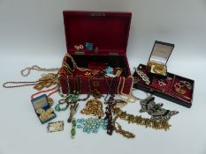 A collection of jewellery to include Victorian paste, large paste buckle, rabbit feet, necklaces,
