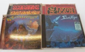 Approximately 150 rock CDs many collectable including Scorpions, Molly Hatchet, Saxon, Savatage,