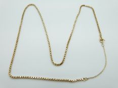 A 9ct gold necklace made up of square links, 6.