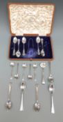Three sets of five hallmarked silver teaspoons,