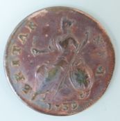 George II 1739 halfpenny young cuirassed bust, VF,toned,