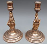 Garrard & Co limited edition 15/250 pair of hallmarked silver and silver gilt figural candlesticks