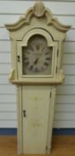 Twentieth century made longcase granddaughter clock in Victorian cottage style,