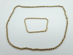 A 9ct gold rope twist necklace and a 9ct gold rope twist bracelet, 6.