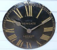 Newgate quartz caseless black dialled wall clock with contrasting Roman numerals,