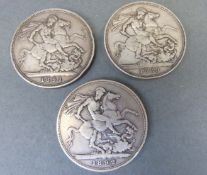Three Jubilee head Victoria crowns - 1889,