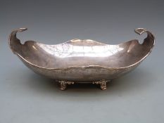George V hallmarked silver boat shaped footed bowl, Sheffield 1930 maker James Deakin & Sons,