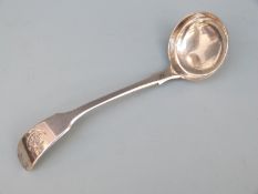 A Victorian hallmarked silver fiddle pattern sauce ladle, London 1845, maker Elizabeth Eaton,