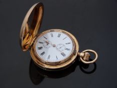 Robert & Fils 14ct gold perpetual patent full hunter automatic self winding pocket watch with inset