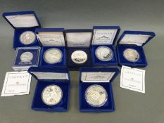 Seven cased Hungarian 500 Ft silver coins with certificates,